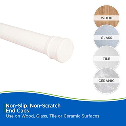 Kenney KN609L/87 Twist & Fit No Tools Spring Tension Standard Shower Curtain Rod with Non-Slip, Non-Scratch Ends, 42-72" Adjustable Length, Easy Install, Cream, 1" Diameter Rust Resistant Steel Tube - color: Alabaster