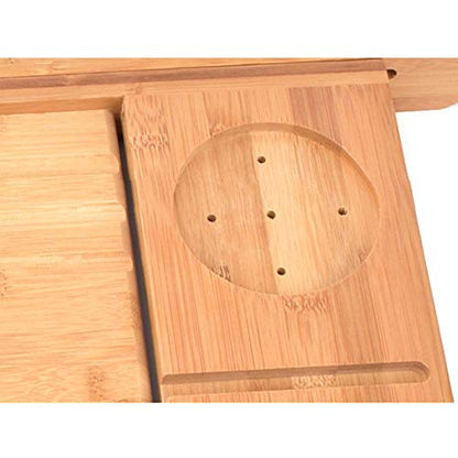 Bamboo Bathtub Tray, Expandable Bath Tray Multifunctional Drain Bath Shelf Caddy Tray Bathtub Storage Rack Bath Tub Tray Table for Candle Towel Book Wine Phone Shower