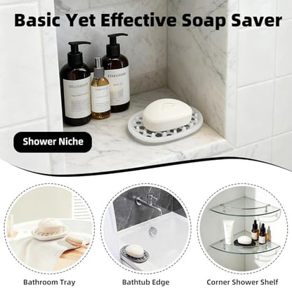 2 Pack Soap Dish for Shower, Non-Slip Silicone Bar Soap Holder with Efficient Drainage Holes for Bathroom Sink, Self Draining Soaps Saver Pad for Shower Niche, Shelf (Translucent- 2Pcs) - color: Translucent- 2pcs