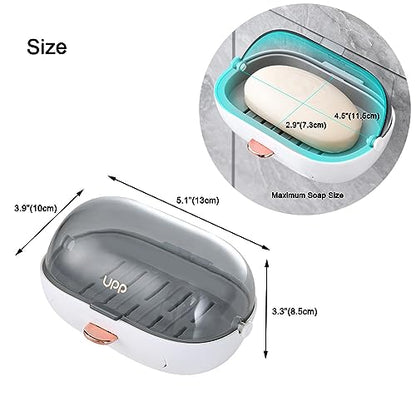 2 Pack Shower Soap Dish Holder with Lid, Bar Soap Container with Drain | Wall Mounted Soap Box Container for Shower, Bathroom, Bathtub, Kitchen Sink, Adhesive Included - color: 2pcs White Wall-mounted