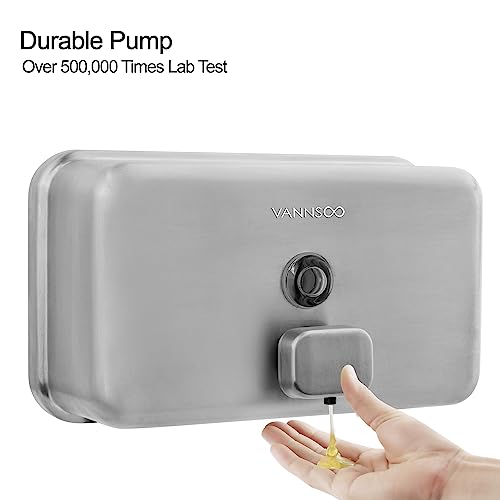 Wall Mounted Commercial Soap Dispenser Bathroom, Horizontal Brushed | 1100ml 37oz Stainless Steel Liquid Hand Sanitizer Dispenser - color: Horizontal Brushed