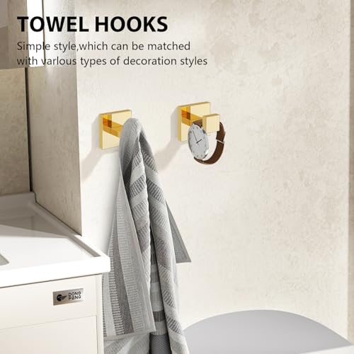 YACVCL 5-Piece Bathroom Hardware Accessories Set 23.6 inch Towel Bar Set Modern Towel Rack Set Stainless Steel Wall Mounted Bathroom Towel Holder Set(Bright Gold) - color: Bright Gold