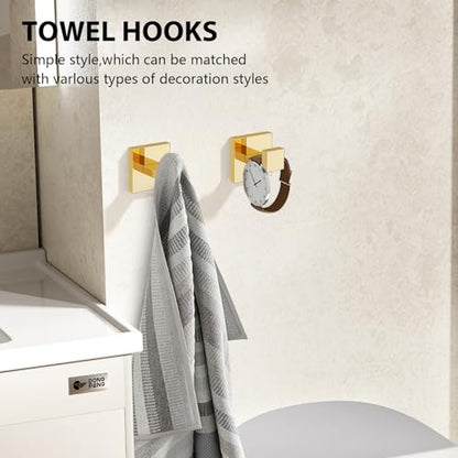 YACVCL 5-Piece Bathroom Hardware Accessories Set 23.6 inch Towel Bar Set Modern Towel Rack Set Stainless Steel Wall Mounted Bathroom Towel Holder Set(Bright Gold) - color: Bright Gold