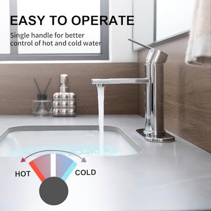 Bathroom Faucet Single Hole Single Handle Vanity Faucet | Modern Chrome Bathroom Faucet with Pop-Up Drain, Suitable for 1 Hole or 3 Hole Sink, Suitable for RV Etc Bathroom - color: Chrome