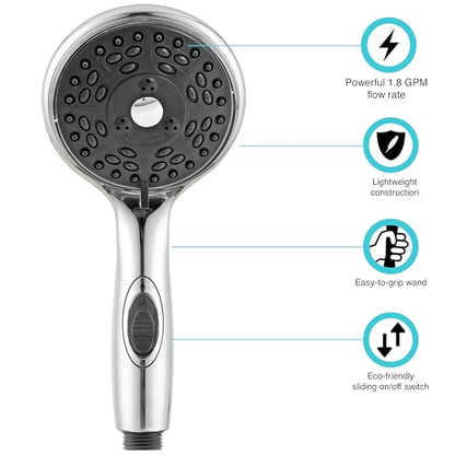 Dura Faucet DF-SA432-CP RV Handheld Shower Wand (Chrome) | RV handheld shower wand with water-saving control. Fits standard RV shower hoses. Chrome finish. - color: Chrome Polished, size: Shower Wand