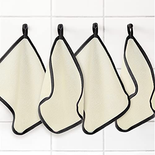 Tatuo 10 Count Exfoliating Wash Cloths for Body and Face Facial Bath Scrub Soft Weave Loofah Towel Exfoliate Bath Towel Remove Dead Skin Wash Cloth for Women Man (Black Edge)