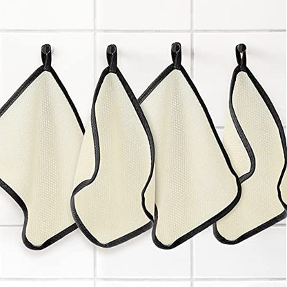 Tatuo 10 Count Exfoliating Wash Cloths for Body and Face Facial Bath Scrub Soft Weave Loofah Towel Exfoliate Bath Towel Remove Dead Skin Wash Cloth for Women Man (Black Edge)