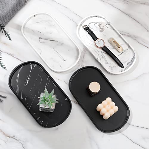 Luxspire 11.4" Oval Bathroom Tray for Countertop Organizer, Matte Black | M, non-slip waterproof resin, easy wipe clean, fits bath kitchen vanity, holds jewelry toiletries soap - color: Matte Black, style: Medium