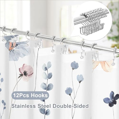Small Stall 3 in 1 Shower Curtain Set, 36x72 | Narrow Half 3 in 1 Shower Curtain Set, PEVA Liner Set & 12 Double Sided Steel Hooks, Waterproof Fabric Bathroom Curtain - color: Blue, size: 36"W x 72"L (Pack of 1)