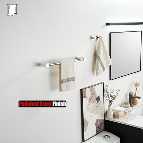 JQK Towel Bar Chrome, 18.5 Inch 304 Stainless Steel Thicken 0.8mm 2 Pieces Towel Rack Bathroom Wall Mount, Useable Length 16 Inch, TB610L16-CH - color: Polished Steel, size: 16.5 Inch