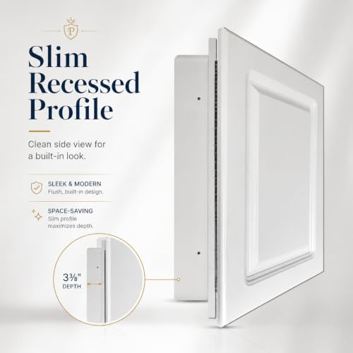 16” x 22” White Recessed Medicine Cabinet | Bathroom Storage Cabinet with Adjustable Shelves, Rust-Proof Design with Wooden Door | Modern Beveled Edge Wall Mounted Medicine Cabinets - color: White