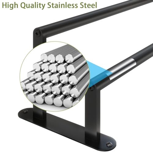Towel Racks for Bathroom, Double Towel Bar 24Inch, Stainless Steel Bathroom Towel Holder, Double Towel Rod Wall Mounted Towel Hanger, Bathroom Towel Rack(Matte Black) - size: 24 Inch