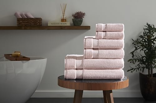 Ozdilek 6-Piece Bath Towel Set, 2 Bath, 2 Hand, 2 Wash100% Cotton Turkish Towels, 2 Bath Towels (30x60/550 GSM), 2 Hand Towels (16x30/575 GSM), 2 Washcloths (13x13/600 GSM) Towel Set (Mauve Pink) - color: Mauve