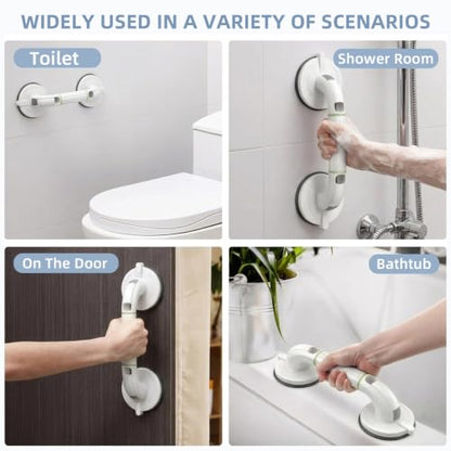 Upgraded Version Grab Bars for Bathtubs and Showers Suction Grab Bar, Heavy Duty Safety Shower Grab Bars for Seniors and Elderly, Handicap Bars for Bathroom Waterproof, White