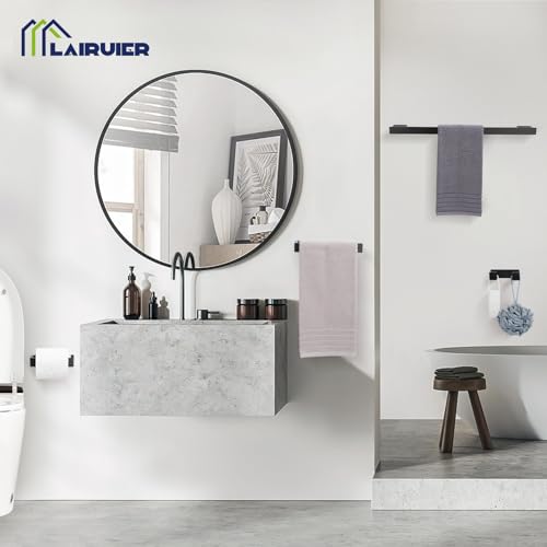 Lairuier Matte Black Bathroom Accessories, 23.6 inches Towel Bar Set | Including Towel Bar, Towel Holder, Toilet Paper Holder, Towel Hook, SUS304 Stainless Steel Bathroom Towel Holder Hardware Set - color: Matte Black, size: Set A
