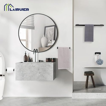 Lairuier Matte Black Bathroom Accessories, 23.6 inches Towel Bar Set | Including Towel Bar, Towel Holder, Toilet Paper Holder, Towel Hook, SUS304 Stainless Steel Bathroom Towel Holder Hardware Set - color: Matte Black, size: Set A