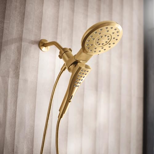 Moen Verso Magnetix Handheld & Rain Shower Head Combo, Brushed Gold | 8-Function Handheld, 7-Inch Rain Shower Head, Detachable with 72-Inch Metal Hose, Model 220C3BG - color: Brushed Gold