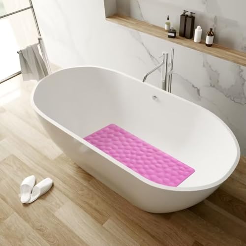 Non-Slip Bathtub Mat OTHWAY Soft Rubber Bathroom Bathmat with Strong Suction Cups (Pink, 16x31.5 inch) - color: Pink, size: 31.5" x 16" (Rectangular)