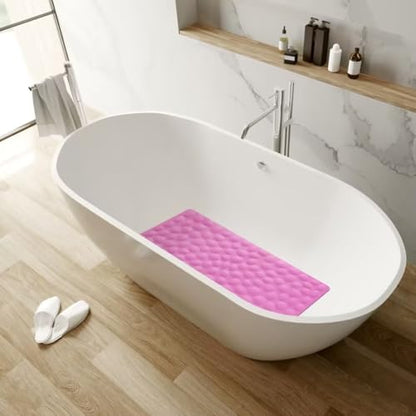 Non-Slip Bathtub Mat OTHWAY Soft Rubber Bathroom Bathmat with Strong Suction Cups (Pink, 16x31.5 inch) - color: Pink, size: 31.5" x 16" (Rectangular)