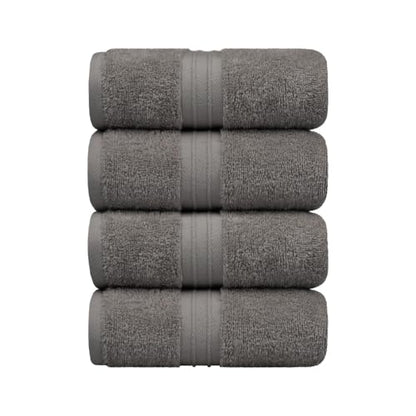 Hand Towels Set of 4 - Soft & Thick, Large (16"x 28") 100% Cotton, Luxury, Extra Soft - Versatile, Perfect as Bath and Kitchen Towel, Drying Towels, Wash and Gym Cloths - Gray - color: Gray
