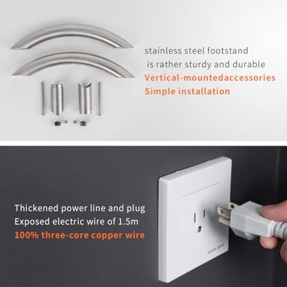 Freestanding Plug-in Towel Warmer 10-Bar Brushed Stainless Steel | Freestanding portable design for multi-scene use, ideal for bathroom, bedroom and living room. - color: Brushed