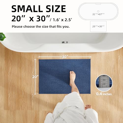 TYUU Bathroom Rugs Non Slip Washable, Super Absorbent Thin Bath Mat Small Quick Dry Low Pile Bathroom Rug, Navy Blue 20"x30" - color: Navy Blue, size: 1'8" X 2'6" (Rectangular)