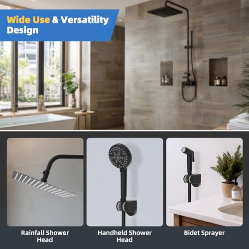 Hibbent All Metal 1 Pack Shower Head Flow Control Valve, G1/2 Brass Shut-off Valve with Metal Handle Lever, Shut OFF Water Flow Control Regulator for Handheld Shower, or Bidet Sprayer, Matte Black - color: Black