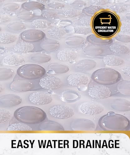 HITSLAM Bathtub Mat Non Slip, 35x16 Inch Bubble Oval Bath Tub Mat for Bathroom, Machine Washable Shower Mat with Suction Cups and Drain Holes, Grey - color: Grey, size: 35" x 16" (Oval)