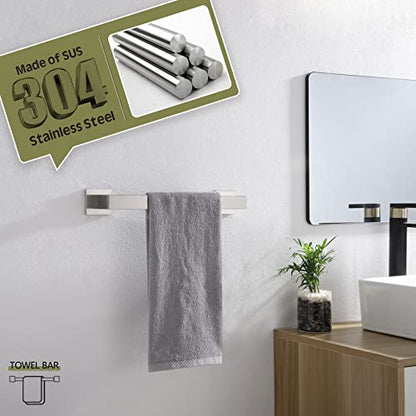 KOKOSIRI 12-Inch Single Towel Bar, Bathroom Kitchen Towel Holder, Wall Mounted SUS304 Stainless Steel Towel Rack, Brushed Nickel, B4003BR-L12 - color: Brushed Steel, size: 12-Inch