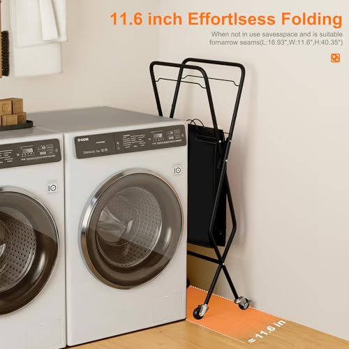 Laundry Basket with Wheels:88L Rolling Laundry Cart Foldable Metal Frame Dirty Clothes Laundry Hamper 36"H 4 Caster 2 Brake Waterproof Removable Liner Carry Handle for Dorm Laundry Room,Black - color: Black