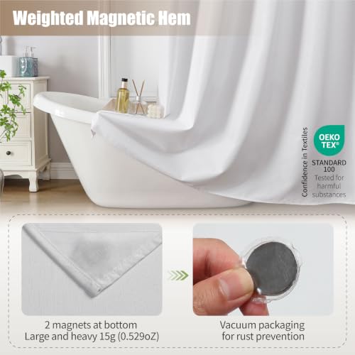 eachope No Hook Shower Curtain, Waterproof Slub Fabric, White 54x80 in | no separate liner, split grommets, waterproof backing, weighted hem, 160GSM slub fabric, machine washable, renter friendly - color: White, size: 54"WX80"L (pack of 1)