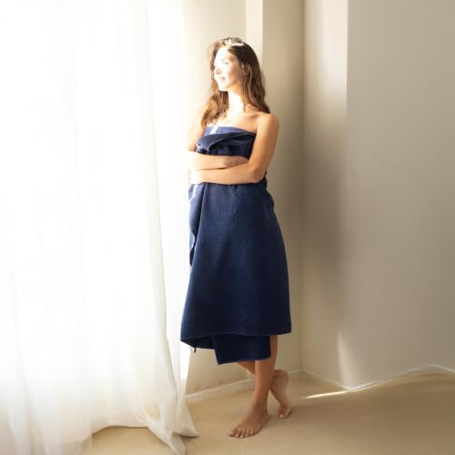 SALBAKOS Luxury 100% Turkish Cotton Bath Sheet 40x80 (1-Piece, Navy Blue) | Extra Large Jumbo Oversized Bathroom and Beach Towel, Super Soft Highly Absorbent Thick Premium Hotel Quality, Made in Turkey - color: Navy, size: Jumbo Bath Sheet