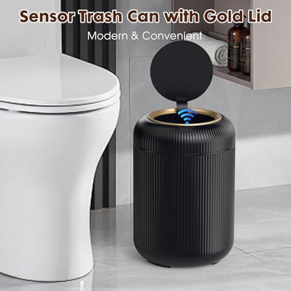 Procade Touchless Trash Can Bathroom,Small Motion Sensor Trashcan with lid | 3 Gallon Automatic Garbage Can,Smart Gold and Black Trash Bin,Auto WasteBasket for Bedroom,Office,Dorm,Toilet, rv, Kitchen - color: Black