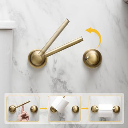 Bathroom Toilet Paper Holder Wall Mount Tissue Holder Antique Brass | Rustproof Toilet Tissue Roll Holder, Flexible Double Post Pivoting Handle, Bathroom Accessories SUS304 Stainless Steel - color: Antique Brass