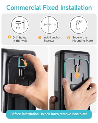 AIKE Wall Mount Foaming Soap Dispenser for Bathrooms,40 oz AK1007F,Black | Screw Wall Mount Install Design for Space-Saving,Transparent Pot with Key and Large Capacity for Commercial Bathroom,AK1007F