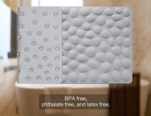 Non-Slip Bathtub Mat OTHWAY Soft Rubber Bathroom Bathmat with Strong Suction Cups (Grey) - color: Grey, size: 31.5" x 16" (Rectangular)