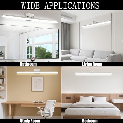 48 inch LED Modern Bathroom Vanity Lighting Fixtures Over Mirror, Brushed Nickel Adjustable Makeup Vanity Light Bar Dimmable 5CCT 46W 3000K-5000K - color: Nickel-48 Inch 5cct