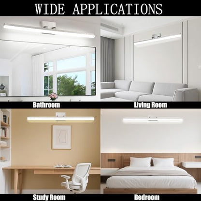 48 inch LED Modern Bathroom Vanity Lighting Fixtures Over Mirror, Brushed Nickel Adjustable Makeup Vanity Light Bar Dimmable 5CCT 46W 3000K-5000K - color: Nickel-48 Inch 5cct