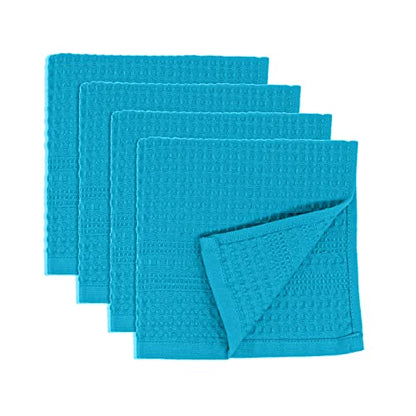 GILDEN TREE Waffle Towels Wash Cloths for Showering, Exfoliating Washcloth Face Towels, Quick Dry Towel Cotton Washcloths Set of 4, Classic Style (Aqua) - color: Aqua, size: Washcloth (4 Pack)