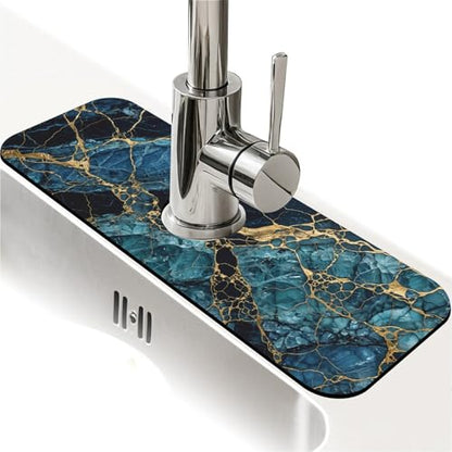 Faucet Fast Absorbent Pad - Navy Gold Marble , Suitable For Kitchen, Bathroom, Island And Other Scenes - color: Navy Gold Marble