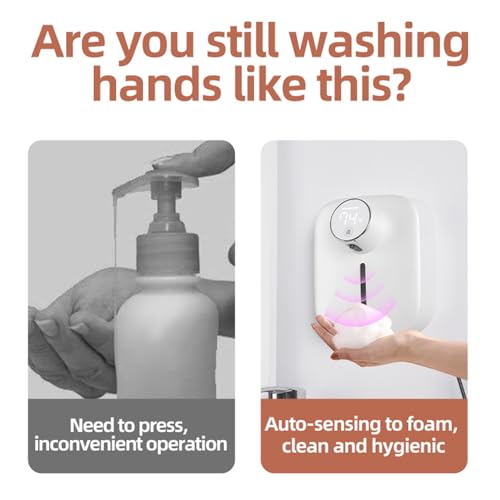 Automatic Soap Dispenser Touchless,Soap Dispenser for Kitchen Sink,Foaming Soap Dispensers-Rechargeable, Adjustable Foam Volume with Digital Display & Temperature Monitoring (Pink) - color: Pink