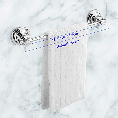 JiePai 16 inch Suction Cup Towel Bar,Shower Towel Racks for Bathroom,Chrome | Vacuum Suction,No Drill,Removable,Heavy Duty Wall Mount ,For Smooth Surfaces,for Bathroom & Kitchen - color: Suction Towel Bar-16 Inch Chrome