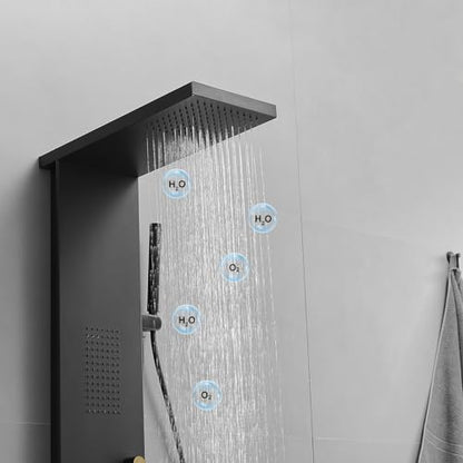 BWE 3 IN 1 Shower Panel Tower System Stainless Steel | Shower Panel Rainfall Shower Head with Handheld Shower and Massage Body Jets Wall Mount Shower System,Matte Black - color: Matte Black
