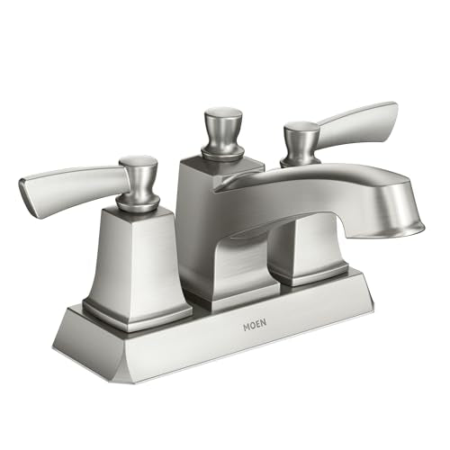 Moen Conway Spot Resist Brushed Nickel Two-Handle Centerset Bathroom Faucet with Drain Assembly, WS84922SRN - color: Spot Resist Stainless, size: (Pack of 1)