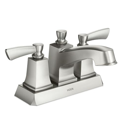 Moen Conway Spot Resist Brushed Nickel Two-Handle Centerset Bathroom Faucet with Drain Assembly, WS84922SRN - color: Spot Resist Stainless, size: (Pack of 1)