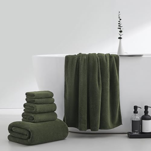 Oversized Bath Towels Extra Large 40x80 Inches Bath Sheets for Adults Super Soft Quick Dry Highly Absobent Microfiber Shower Towels (6 Piece,Green) - color: Green 6 Piece, size: 6 Piece