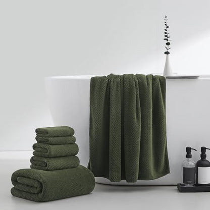 Oversized Bath Towels Extra Large 40x80 Inches Bath Sheets for Adults Super Soft Quick Dry Highly Absobent Microfiber Shower Towels (6 Piece,Green) - color: Green 6 Piece, size: 6 Piece