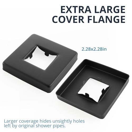 Straight Shower Arm with Flange, Ceiling Mount 3 Inch Square Shower Arm for Fixed Rainfall Shower Head, High Pressure Shower Head Arm Replacement, Matte Black - color: Square Matte Black 3 Inch