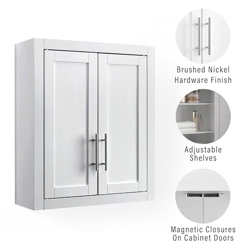 Crosley Furniture Savannah Wall Mounted Bathroom Storage Medicine Cabinet with Shelves, White - color: White, style: Wall Cabinet
