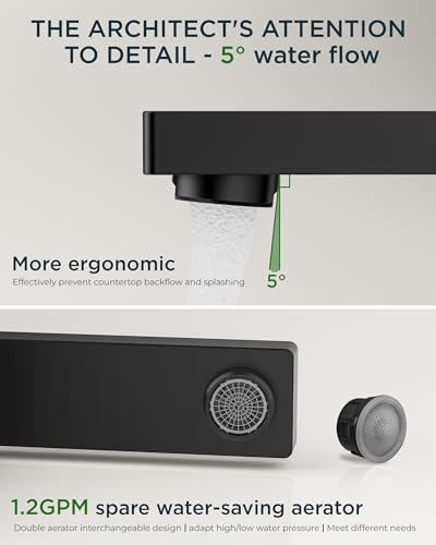 FORIOUS Black Bathroom Faucet 3 Hole, Matte Black Bathroom Sink Faucet Wide | 8 Inch Widespread Faucet for Bathroom Sink, 2 Handle Commercial Restroom Sink Faucet Vanity 3 Holes with Water Saving Aerator - color: Matte Black, style: Modern
